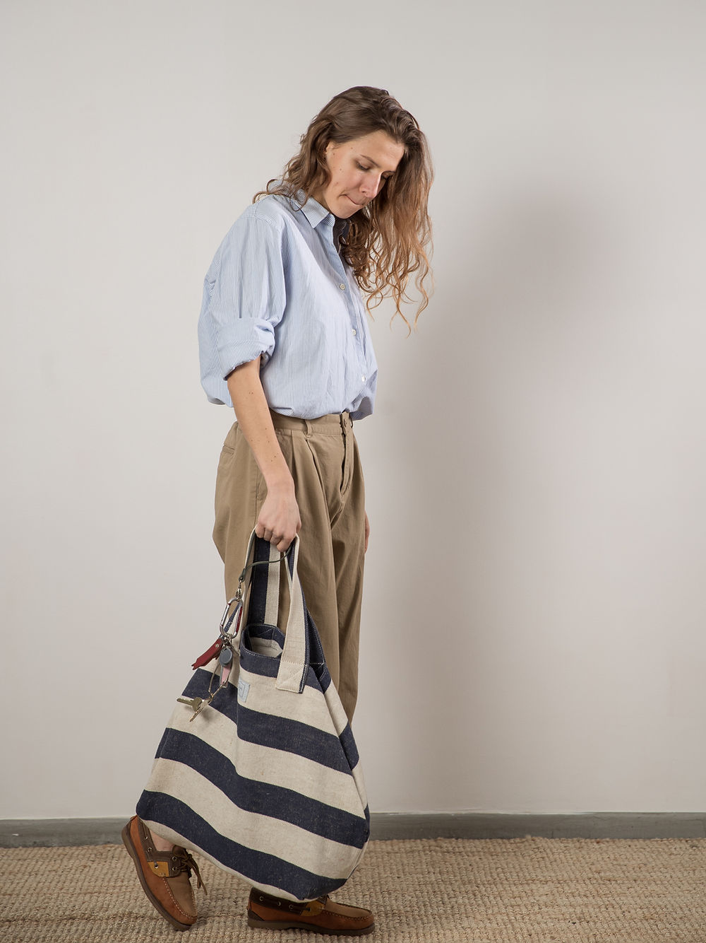 BEACH BAG - Reclaimed stripe canvas