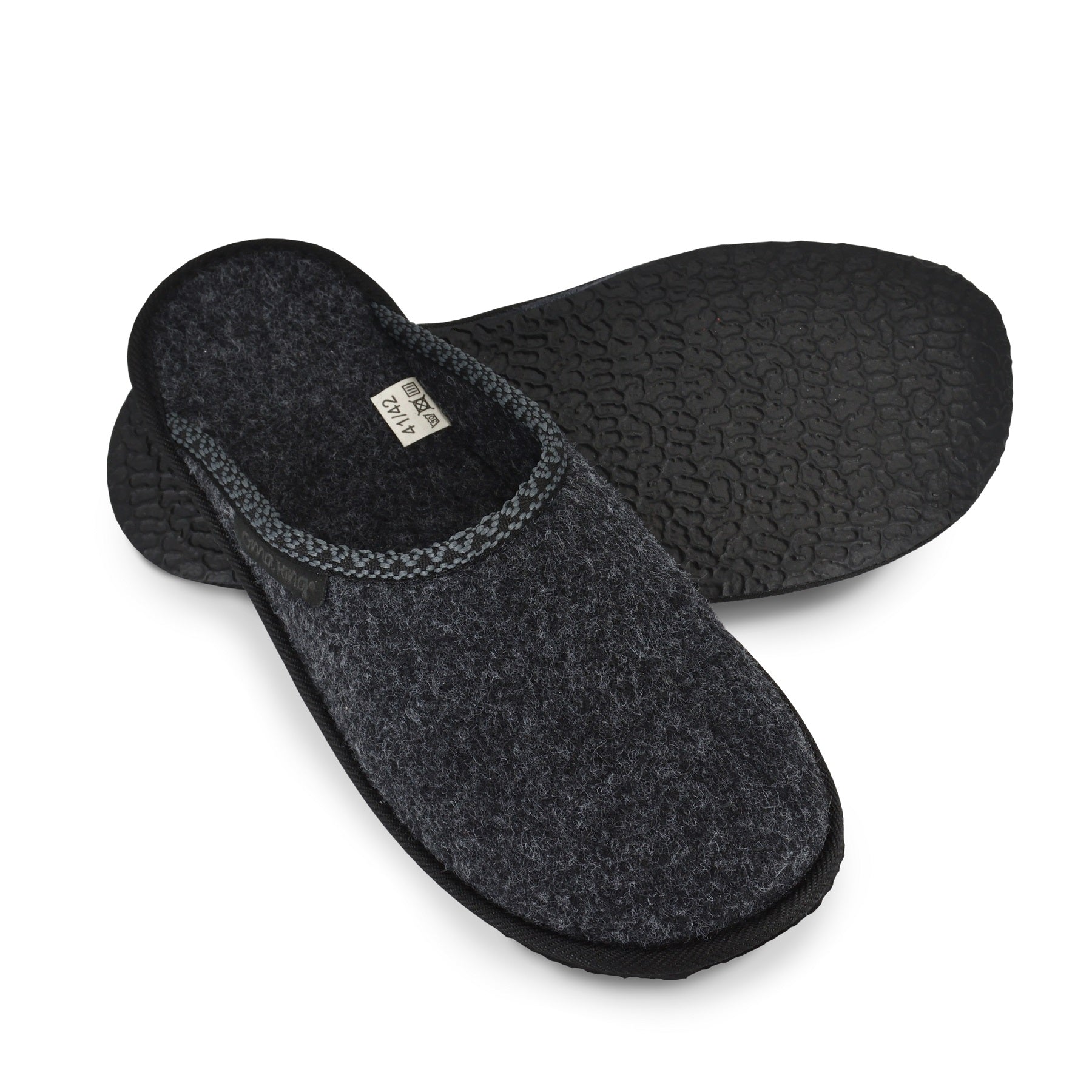 Natural Felt Slippers Mustja