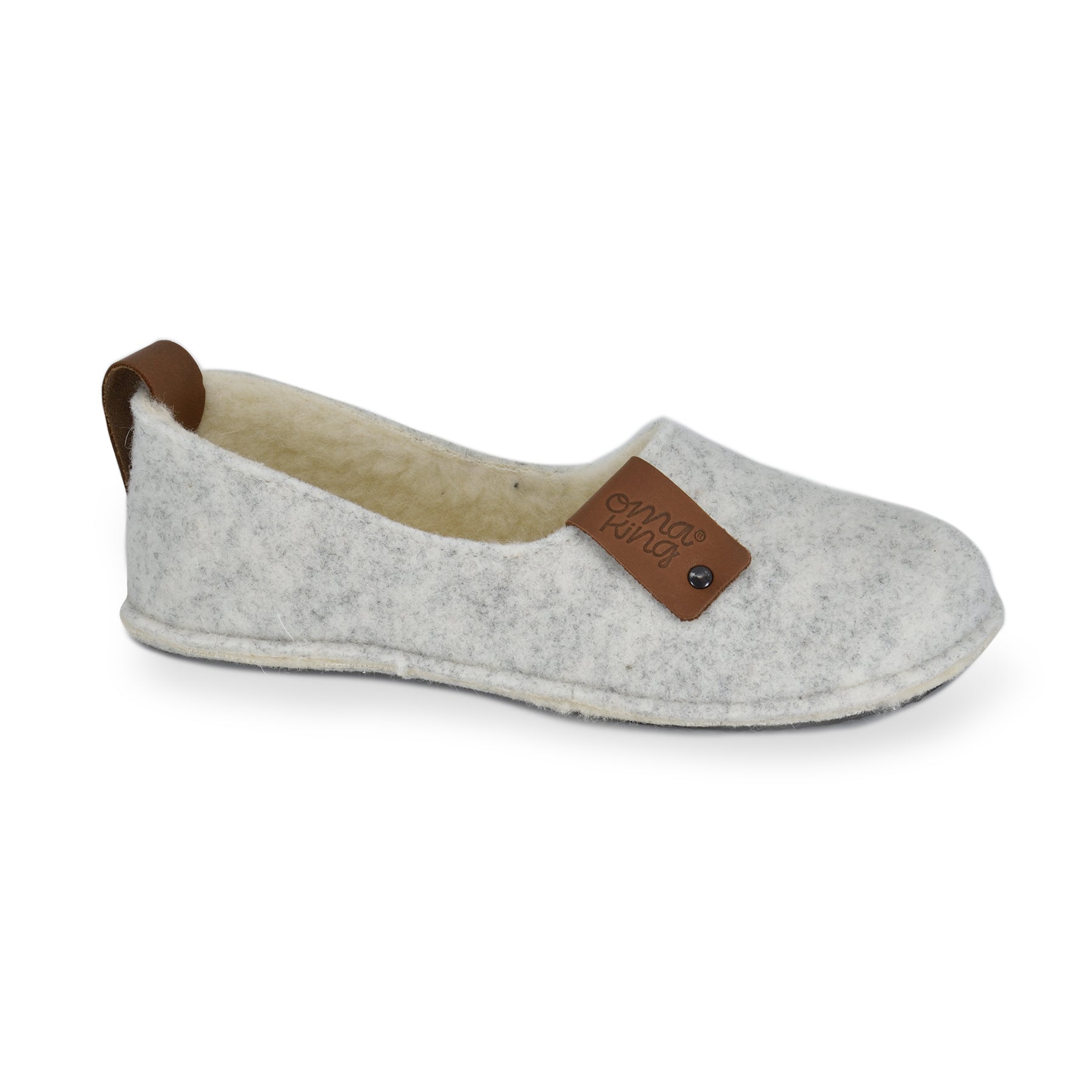 Natural felt and lambswool slippers Toku - White