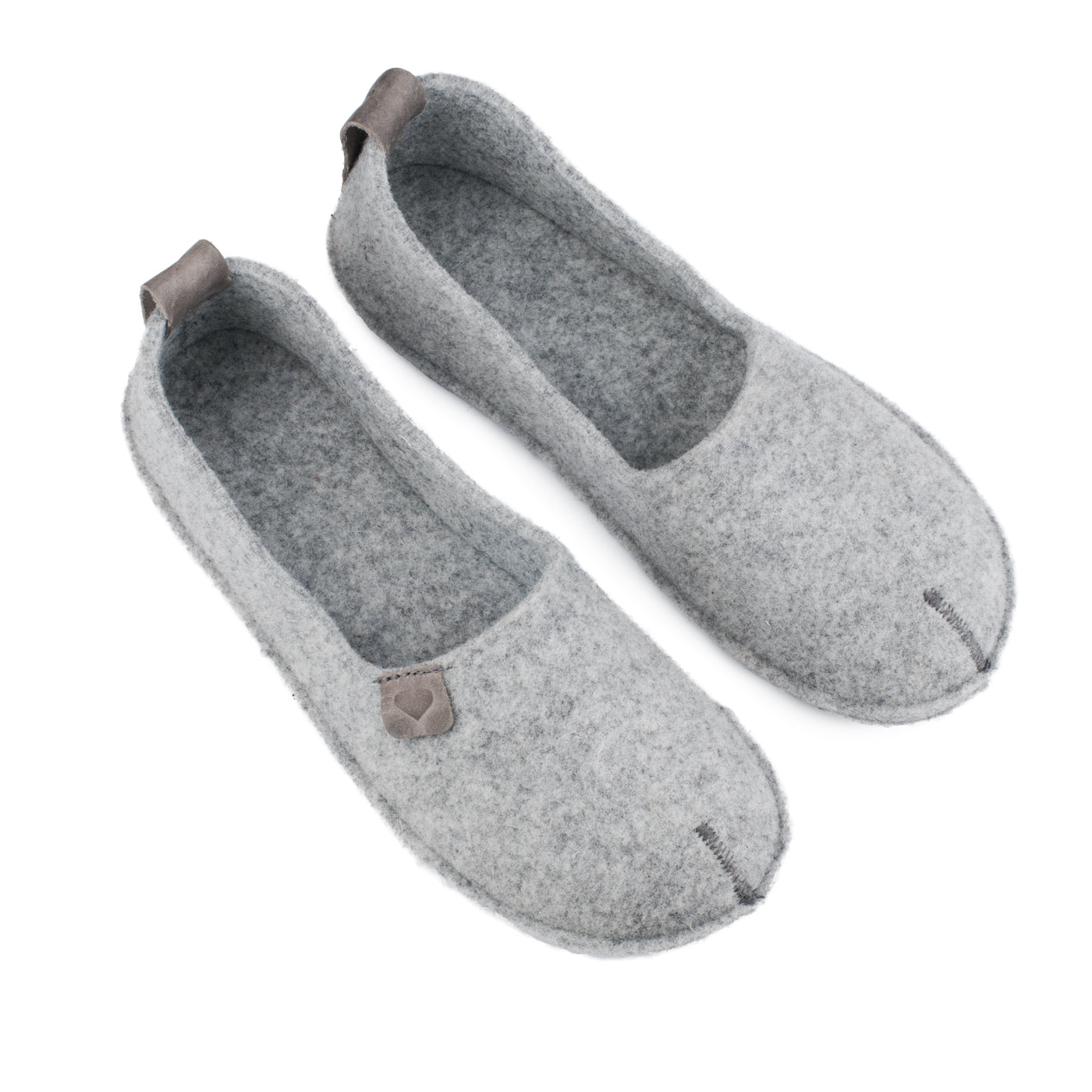 Natural felt and rubber sole slippers Toku - Grey